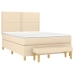 Cama box spring con colchón tela color crema 140x190 cm