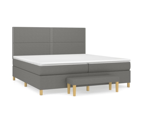 Cama box spring con colchón tela gris oscuro 200x200 cm