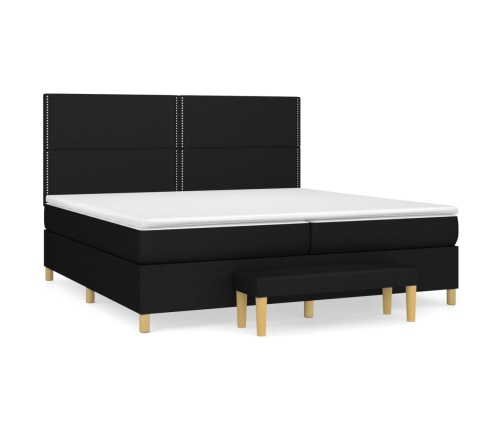 Cama box spring con colchón tela negro 200x200 cm