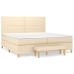 Cama box spring con colchón tela color crema 200x200 cm