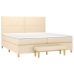 Cama box spring con colchón tela color crema 200x200 cm