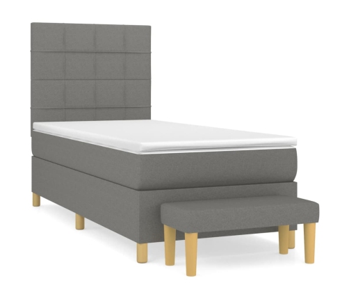 vidaXL Cama box spring con colchón tela gris oscuro 90x190 cm