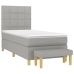Cama box spring con colchón tela gris claro 90x200 cm