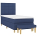 Cama box spring con colchón tela azul 90x200 cm