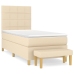 Cama box spring con colchón tela color crema 100x200 cm
