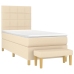 Cama box spring con colchón tela color crema 100x200 cm