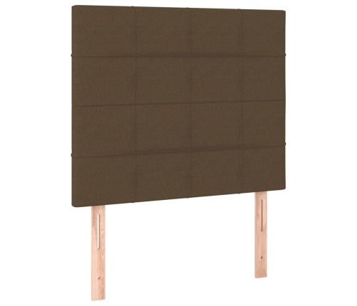 Cama box spring con colchón tela marrón oscuro 120x200 cm