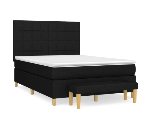 Cama box spring con colchón tela negro 140x190 cm