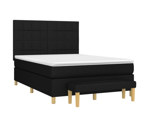 Cama box spring con colchón tela negro 140x190 cm