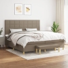 Cama box spring con colchón tela gris taupe 200x200 cm