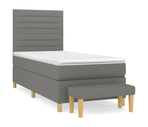 Cama box spring con colchón tela gris oscuro 90x190 cm