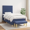 Cama box spring con colchón tela azul 90x190 cm