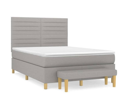 Cama box spring con colchón tela gris claro 140x200 cm