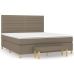 Cama box spring con colchón tela gris taupe 160x200 cm