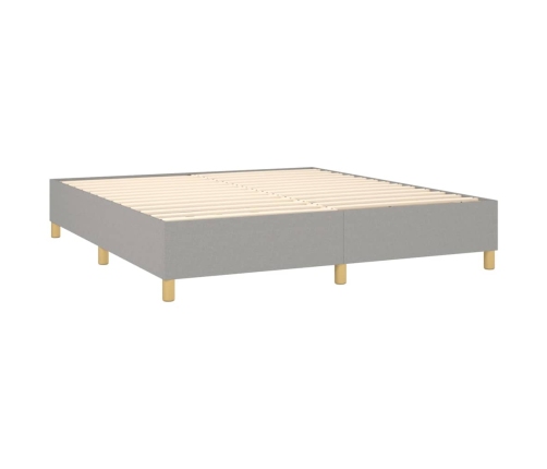 Cama box spring con colchón tela gris claro 200x200 cm