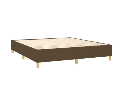 Cama box spring con colchón tela marrón oscuro 200x200 cm