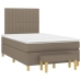 Cama box spring con colchón tela gris taupe 120x200 cm