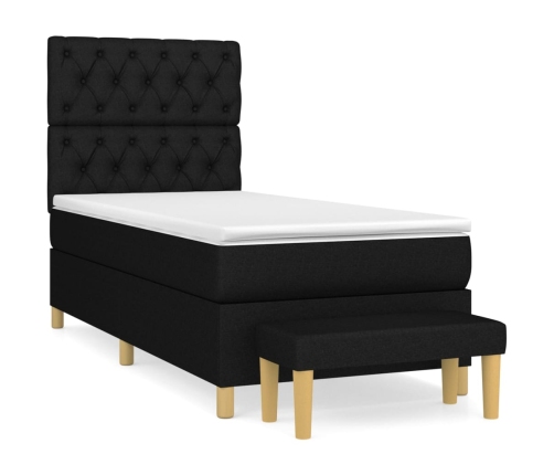 Cama box spring con colchón tela negro 80x200 cm