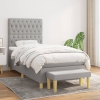 Cama box spring con colchón tela gris claro 90x190 cm