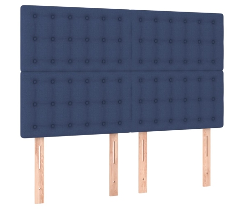 Cama box spring con colchón tela azul 140x200 cm