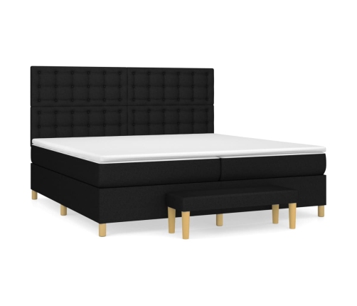 Cama box spring con colchón tela negro 200x200 cm