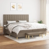 Cama box spring con colchón tela gris taupe 200x200 cm