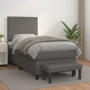 Cama box spring con colchón cuero sintético gris 80x200 cm