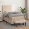 Cama box spring con colchón cuero sintético capuchino 90x190 cm