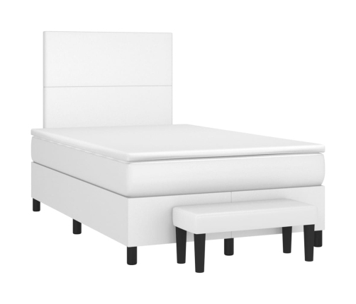 Cama box spring con colchón cuero sintético blanco 120x200 cm