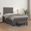 Cama box spring con colchón cuero sintético gris 120x200 cm