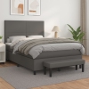 Cama box spring con colchón cuero sintético gris 140x190 cm