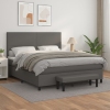 Cama box spring con colchón cuero sintético gris 160x200 cm