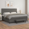 Cama box spring con colchón cuero sintético gris 200x200 cm