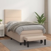 Cama box spring con colchón cuero sintético capuchino 90x190 cm