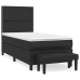 Cama box spring con colchón cuero sintético negro 90x190 cm