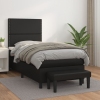 Cama box spring con colchón cuero sintético negro 90x190 cm