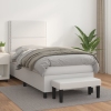 Cama box spring con colchón cuero sintético blanco 100x200 cm