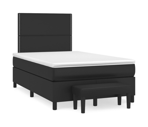 Cama box spring con colchón cuero sintético negro 120x200 cm