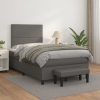 Cama box spring con colchón cuero sintético gris 120x200 cm