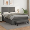 Cama box spring con colchón cuero sintético gris 140x190 cm