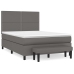 Cama box spring con colchón cuero sintético gris 140x200 cm
