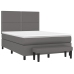Cama box spring con colchón cuero sintético gris 140x200 cm