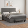 Cama box spring con colchón cuero sintético gris 160x200 cm