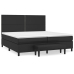 Cama box spring con colchón cuero sintético negro 200x200 cm