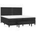 Cama box spring con colchón cuero sintético negro 200x200 cm