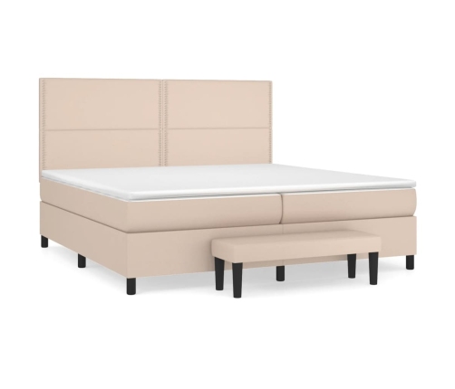 Cama box spring con colchón cuero sintético capuchino 200x200cm