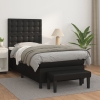 Cama box spring con colchón cuero sintético negro 80x200 cm