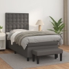 Cama box spring con colchón cuero sintético gris 90x190 cm