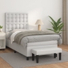 Cama box spring con colchón cuero sintético blanco 100x200 cm