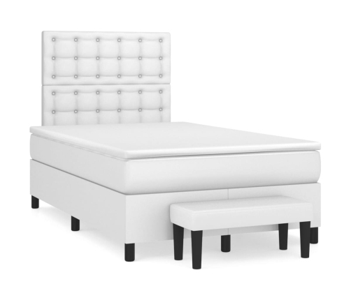 Cama box spring con colchón cuero sintético blanco 120x200 cm